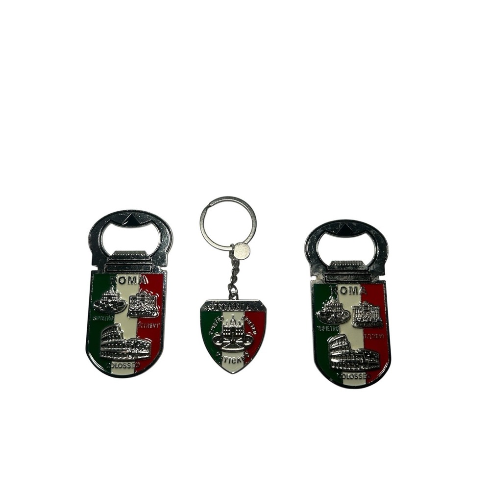 Silver Tone Roma Italy Travel Souvenir Keychain Set of 3 EUC‎